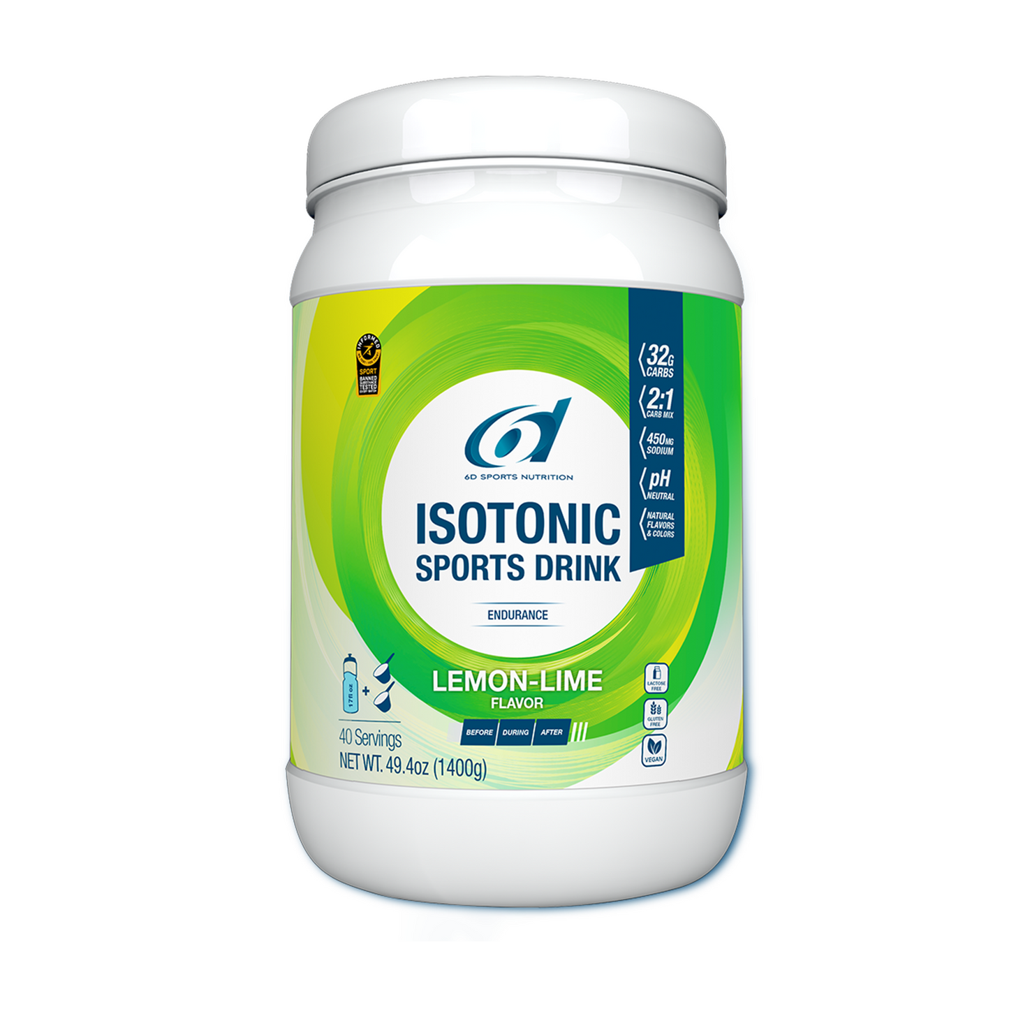 6d Sports Nutrition Isotonic Drink Mix / 1.4kg Jar / Lemon Lime