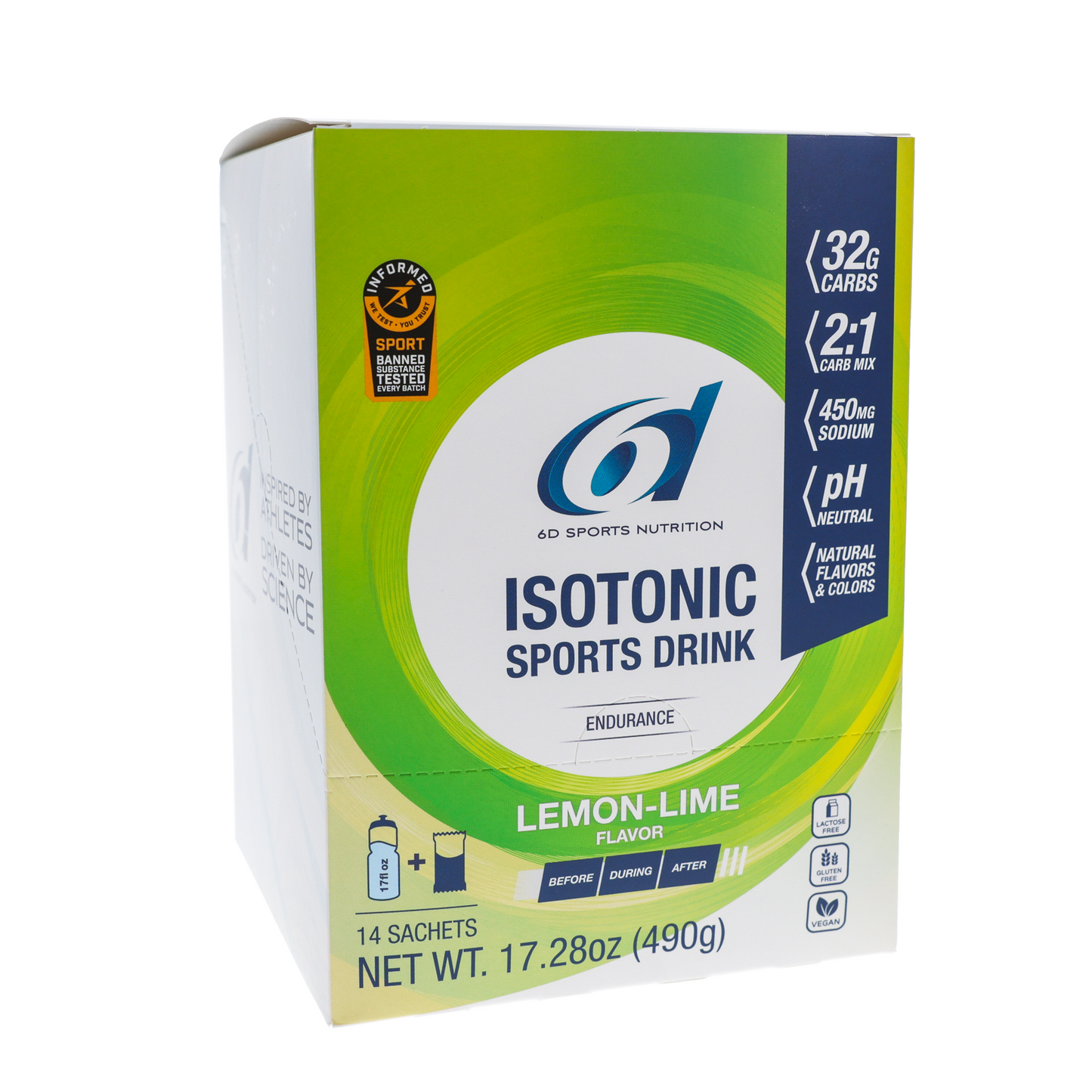 6d Sports Nutrition Isotonic Drink Mix / Box of 14 / Lemon Lime