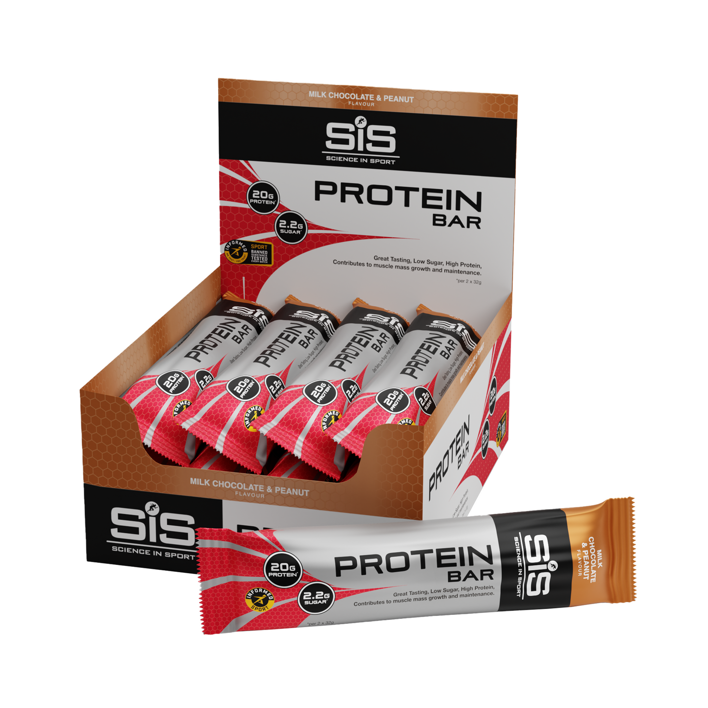 SiS Protein Bar / Box of 12 / Milk Chocolate and Peanut