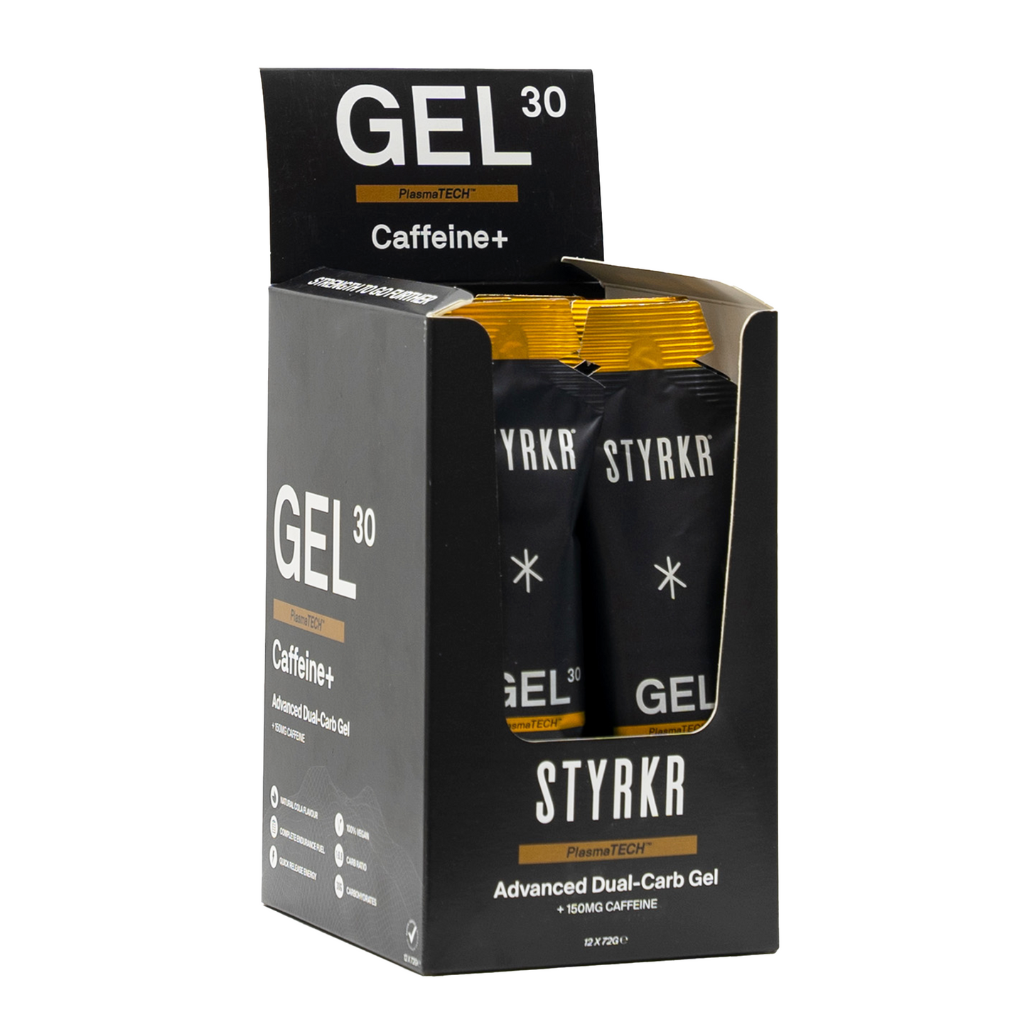 Styrkr Gel30 Caff+ (with Caffeine) / Box of 12 / Unflavored