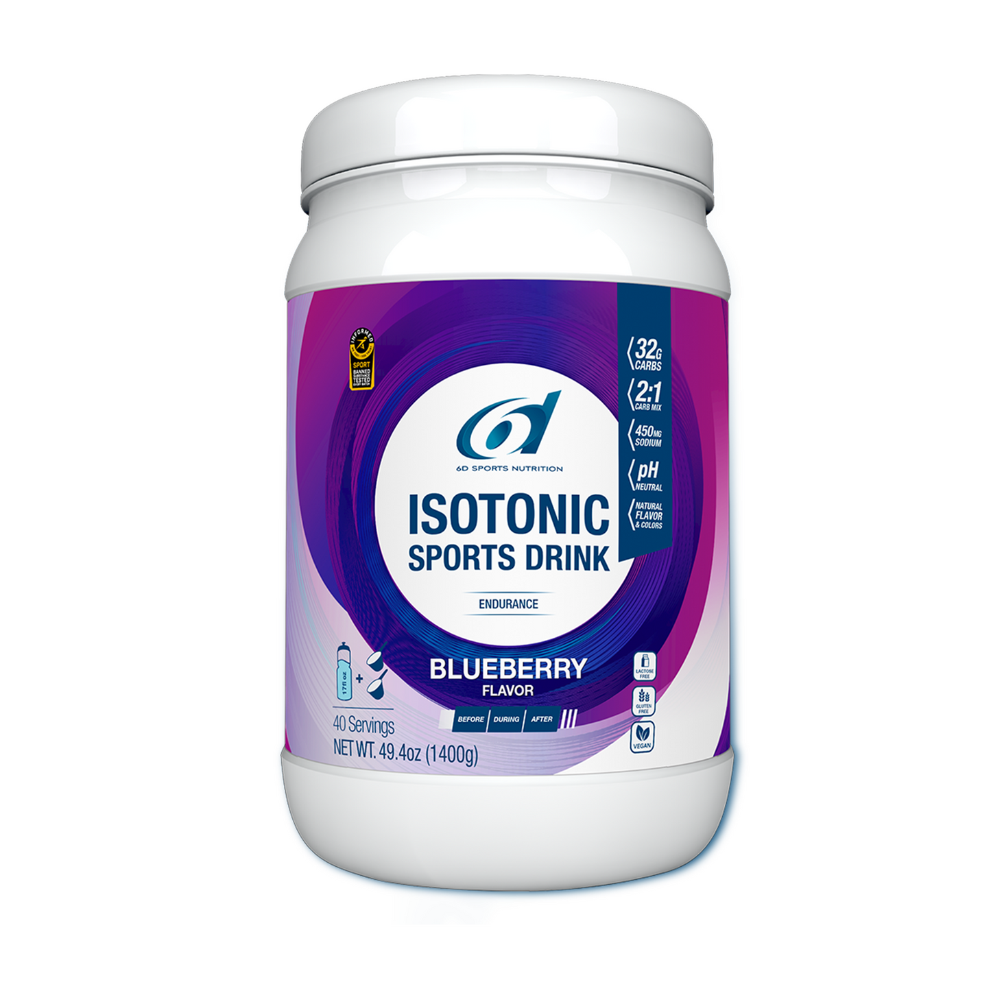 6d Sports Nutrition Isotonic Drink Mix / 1.4kg Jar / Blueberry