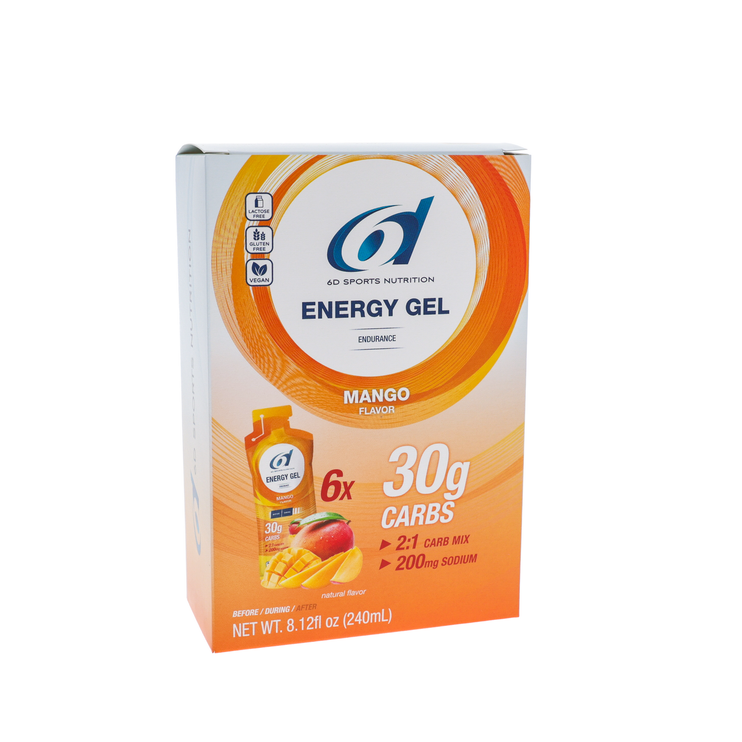 6d Sports Nutrition Energy Gel / Box of 6 / Mango