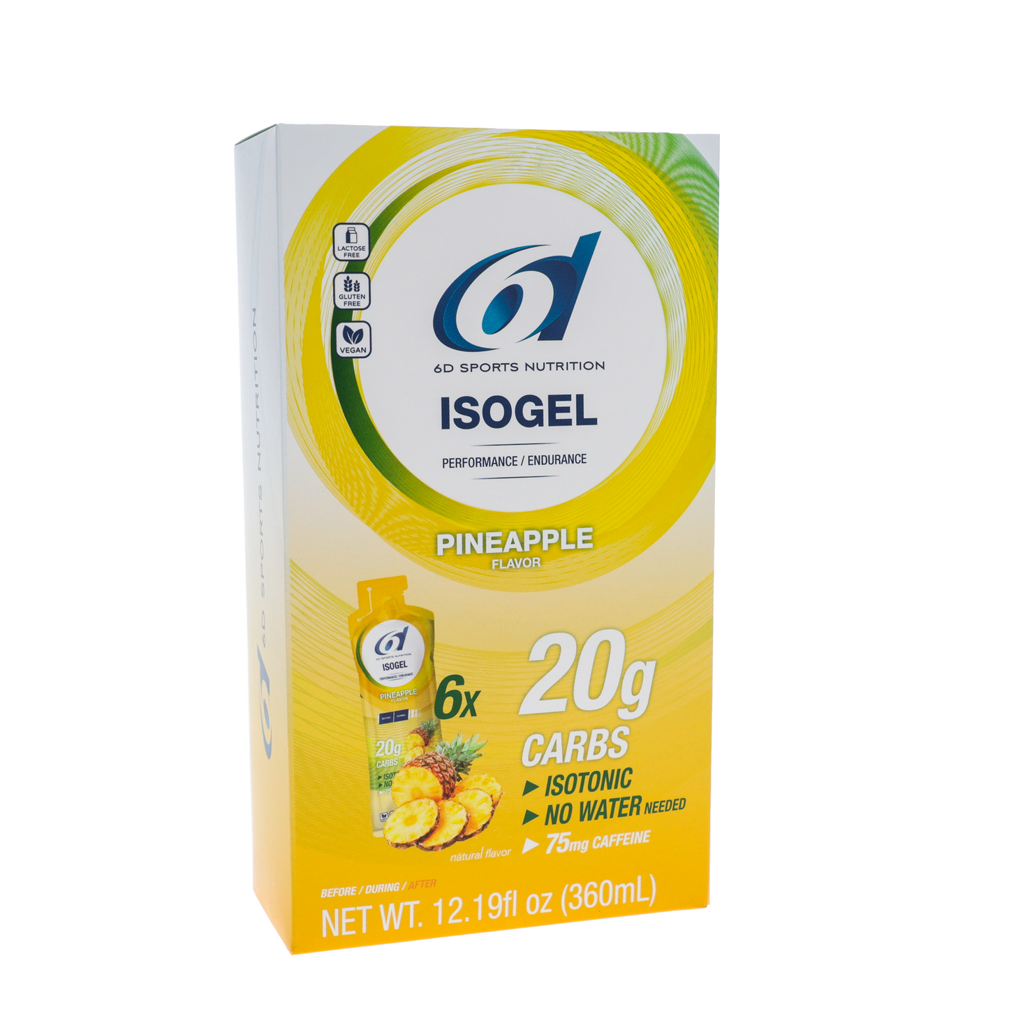 6d Sports Nutrition Iso Gel / Box of 6 / Pineapple (with Caffeine)