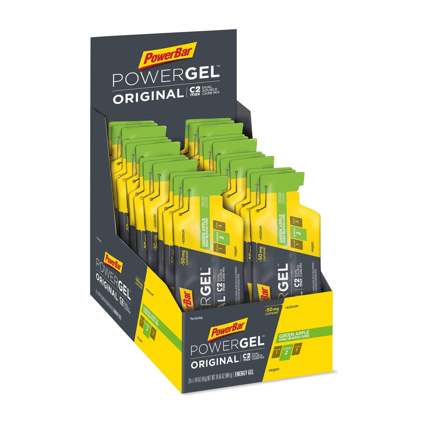 Powerbar Powergel Original / Green Apple (with 50mg Caffeine) / Box of 24